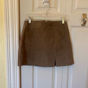 brown suede mini skirt